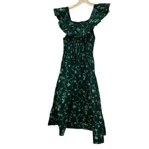 Hill House Home Spring GREEN The Nap Dress cotton flower print frock S ASNEW